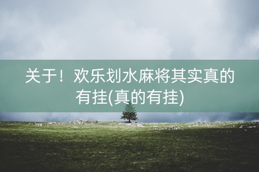 关于！欢乐划水麻将其实真的有挂(真的有挂)
