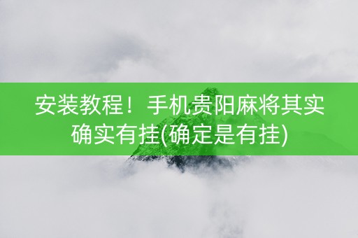 安装教程！手机贵阳麻将其实确实有挂(确定是有挂)
