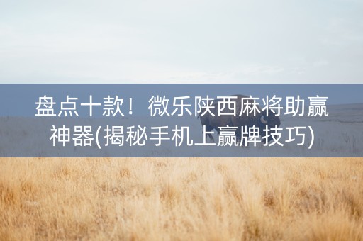盘点十款！微乐陕西麻将助赢神器(揭秘手机上赢牌技巧)
