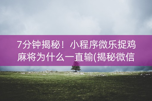 7分钟揭秘！小程序微乐捉鸡麻将为什么一直输(揭秘微信里攻略插件)