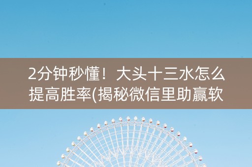2分钟秒懂！大头十三水怎么提高胜率(揭秘微信里助赢软件)