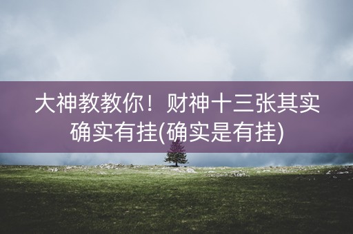 大神教教你！财神十三张其实确实有挂(确实是有挂)