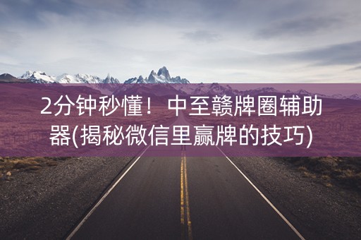 2分钟秒懂！中至赣牌圈辅助器(揭秘微信里赢牌的技巧)