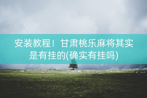 安装教程！甘肃桃乐麻将其实是有挂的(确实有挂吗)