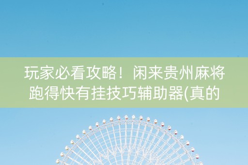 玩家必看攻略！闲来贵州麻将跑得快有挂技巧辅助器(真的确实是有挂)