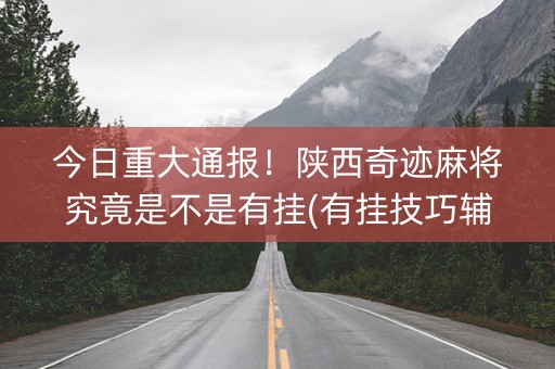 今日重大通报！陕西奇迹麻将究竟是不是有挂(有挂技巧辅助器)