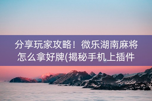 分享玩家攻略！微乐湖南麻将怎么拿好牌(揭秘手机上插件购买)