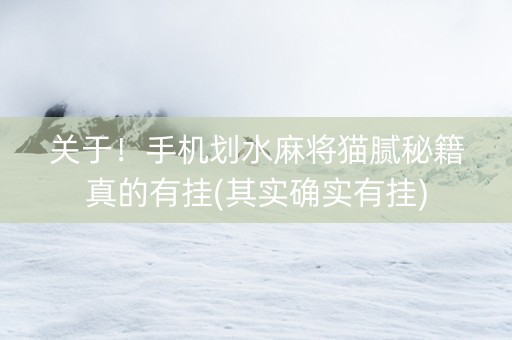 关于！手机划水麻将猫腻秘籍真的有挂(其实确实有挂)