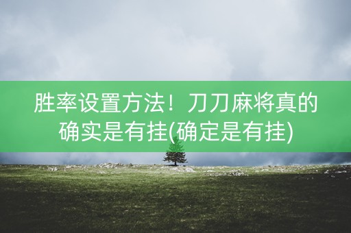 胜率设置方法！刀刀麻将真的确实是有挂(确定是有挂)