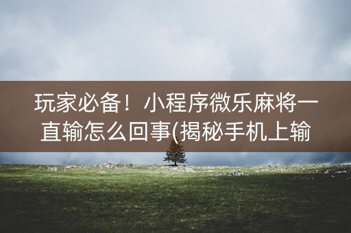 玩家必备！小程序微乐麻将一直输怎么回事(揭秘手机上输赢规律)