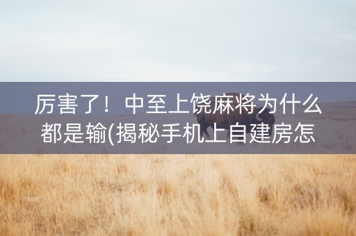 厉害了！中至上饶麻将为什么都是输(揭秘手机上自建房怎么赢)