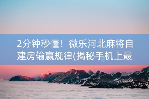 2分钟秒懂！微乐河北麻将自建房输赢规律(揭秘手机上最新神器下载)