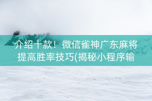 介绍十款！微信雀神广东麻将提高胜率技巧(揭秘小程序输赢规律)
