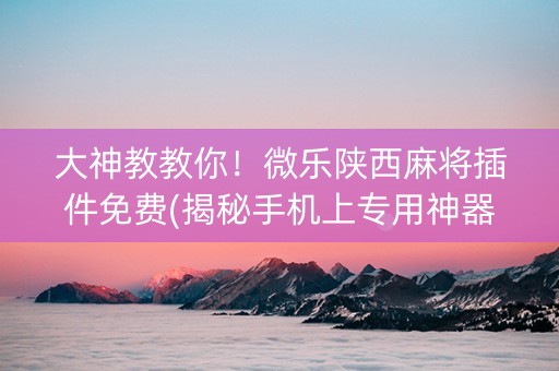 大神教教你！微乐陕西麻将插件免费(揭秘手机上专用神器)
