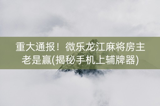 重大通报！微乐龙江麻将房主老是赢(揭秘手机上辅牌器)