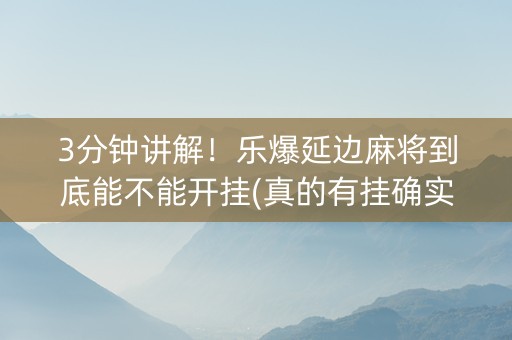 3分钟讲解！乐爆延边麻将到底能不能开挂(真的有挂确实有挂)