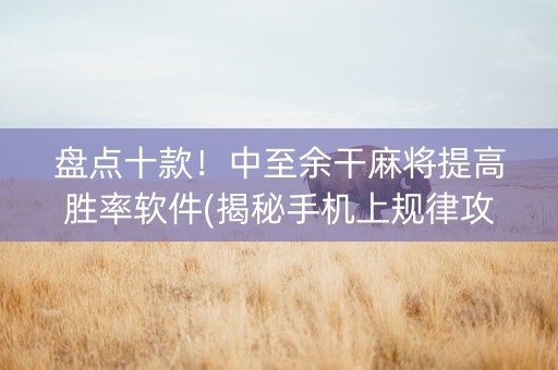 盘点十款！中至余干麻将提高胜率软件(揭秘手机上规律攻略)