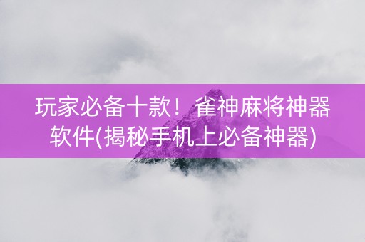 玩家必备十款！雀神麻将神器软件(揭秘手机上必备神器)