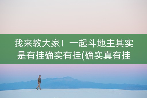 我来教大家！一起斗地主其实是有挂确实有挂(确实真有挂)