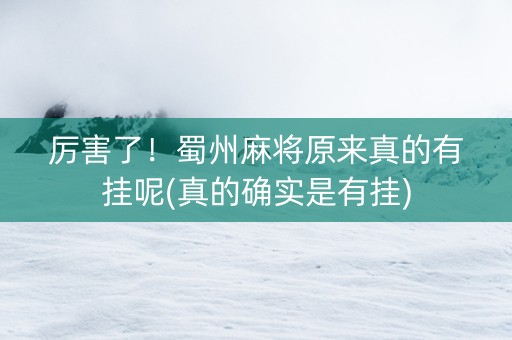 厉害了！蜀州麻将原来真的有挂呢(真的确实是有挂)