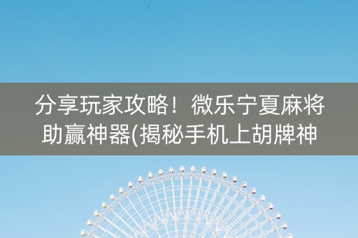 分享玩家攻略！微乐宁夏麻将助赢神器(揭秘手机上胡牌神器)