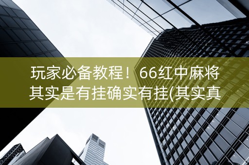 玩家必备教程！66红中麻将其实是有挂确实有挂(其实真的确实有挂)