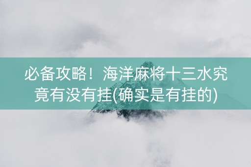 必备攻略！海洋麻将十三水究竟有没有挂(确实是有挂的)