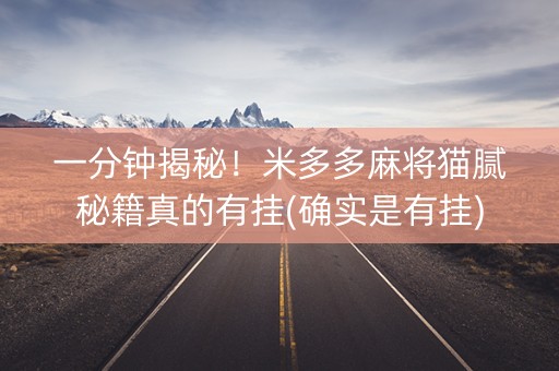 一分钟揭秘！米多多麻将猫腻秘籍真的有挂(确实是有挂)