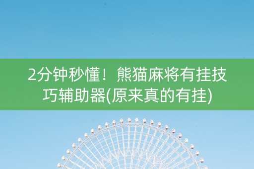 2分钟秒懂！熊猫麻将有挂技巧辅助器(原来真的有挂)
