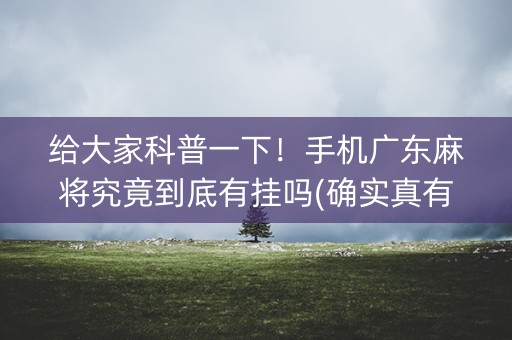 给大家科普一下！手机广东麻将究竟到底有挂吗(确实真有挂)