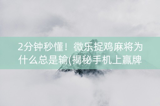 2分钟秒懂！微乐捉鸡麻将为什么总是输(揭秘手机上赢牌的技巧)