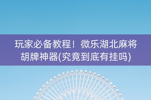 玩家必备教程！微乐湖北麻将胡牌神器(究竟到底有挂吗)