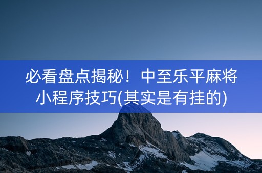 必看盘点揭秘！中至乐平麻将小程序技巧(其实是有挂的)