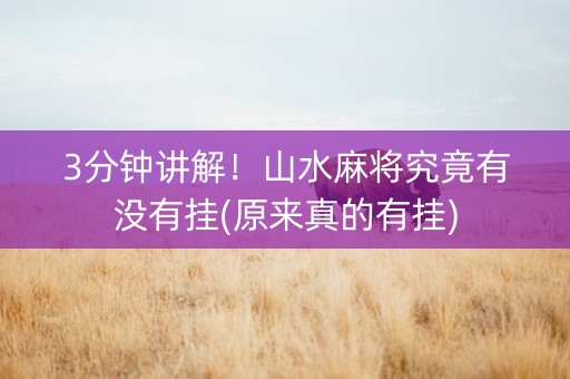 3分钟讲解！山水麻将究竟有没有挂(原来真的有挂)