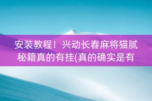 安装教程！兴动长春麻将猫腻秘籍真的有挂(真的确实是有挂)