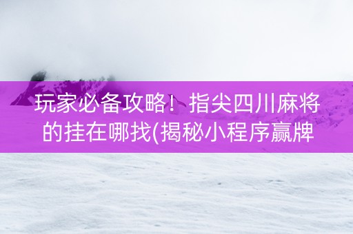 玩家必备攻略！指尖四川麻将的挂在哪找(揭秘小程序赢牌的技巧)