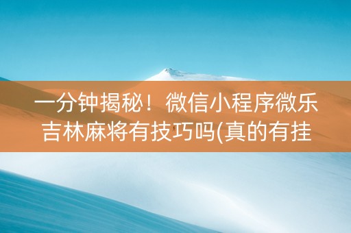 一分钟揭秘！微信小程序微乐吉林麻将有技巧吗(真的有挂确实有挂)