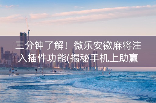 三分钟了解！微乐安徽麻将注入插件功能(揭秘手机上助赢软件)