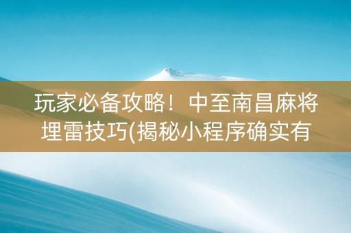 玩家必备攻略！中至南昌麻将埋雷技巧(揭秘小程序确实有猫腻)