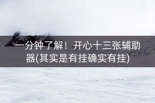 一分钟了解！开心十三张辅助器(其实是有挂确实有挂)
