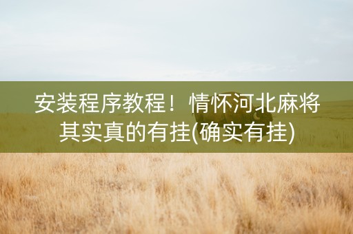 安装程序教程！情怀河北麻将其实真的有挂(确实有挂)