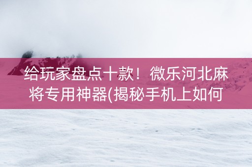 给玩家盘点十款！微乐河北麻将专用神器(揭秘手机上如何让牌变好)