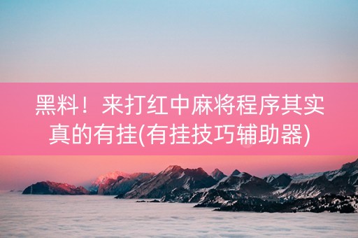 黑料！来打红中麻将程序其实真的有挂(有挂技巧辅助器)