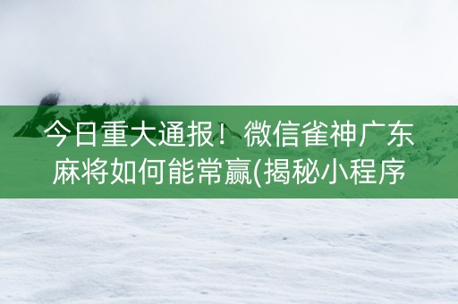 今日重大通报！微信雀神广东麻将如何能常赢(揭秘小程序系统发好牌)