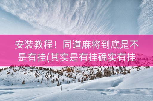 安装教程！同道麻将到底是不是有挂(其实是有挂确实有挂)
