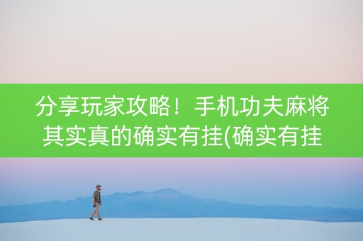 分享玩家攻略！手机功夫麻将其实真的确实有挂(确实有挂)