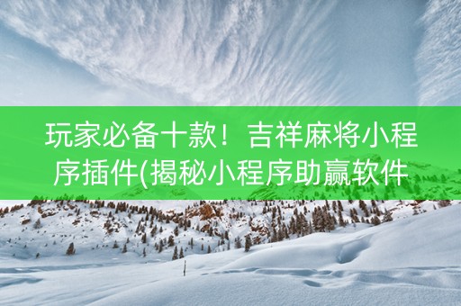 玩家必备十款！吉祥麻将小程序插件(揭秘小程序助赢软件)