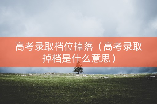 高考录取档位掉落（高考录取掉档是什么意思）