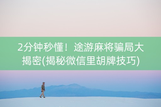 2分钟秒懂！途游麻将骗局大揭密(揭秘微信里胡牌技巧)