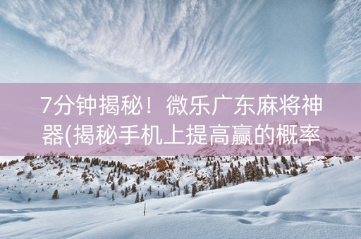 7分钟揭秘！微乐广东麻将神器(揭秘手机上提高赢的概率)